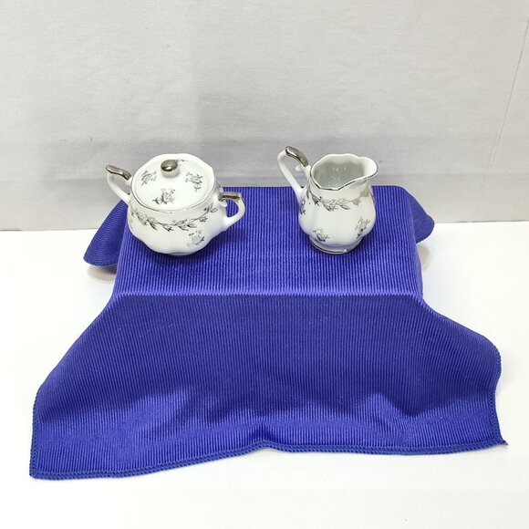 Norcrest 25th Anniversary Miniature Creamer Sugar Bowl Set Fine China Japan VTG - Picture 3 of 8